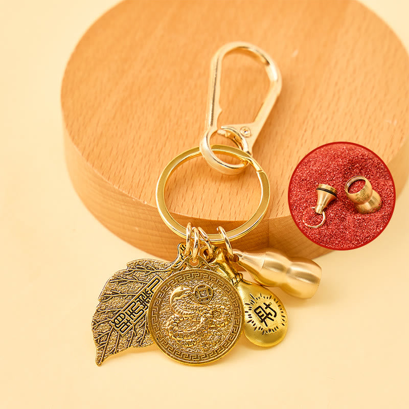 FuAttract Fortune Protection Chinese Zodiac Calabash Cinnabar Brass Keychain - Snake - image 10