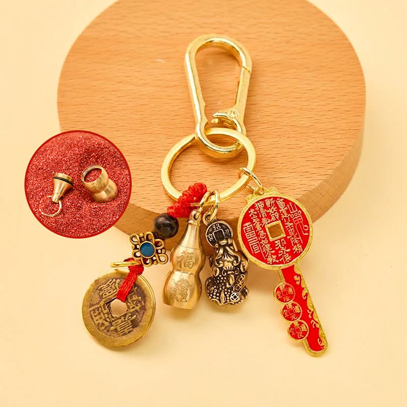 FuAttract Wealth Fortune Pixiu Chinese Zodiac Calabash Brass Keychain - Dragon - image 4