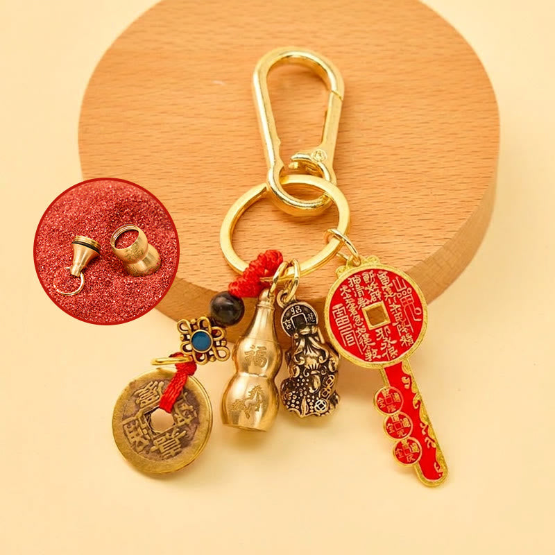 FuAttract Wealth Fortune Pixiu Chinese Zodiac Calabash Brass Keychain - Horse - image 6
