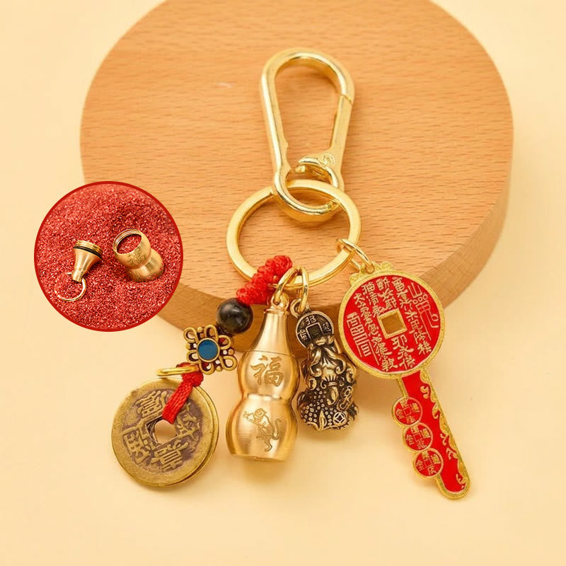 FuAttract Wealth Fortune Pixiu Chinese Zodiac Calabash Brass Keychain - Monkey - image 8