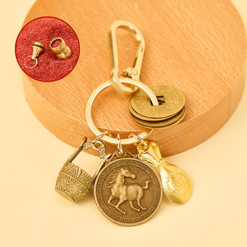FuAttract Fortune Protection Energy Flow Chinese Zodiac Brass Keychain - Horse - image 6