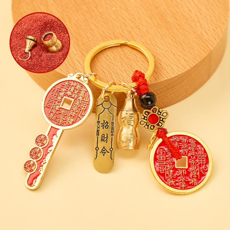 FuAttract Wealth Luck Protection Chinese Zodiac Cinnabar Calabash Keychain - Rat - image 0