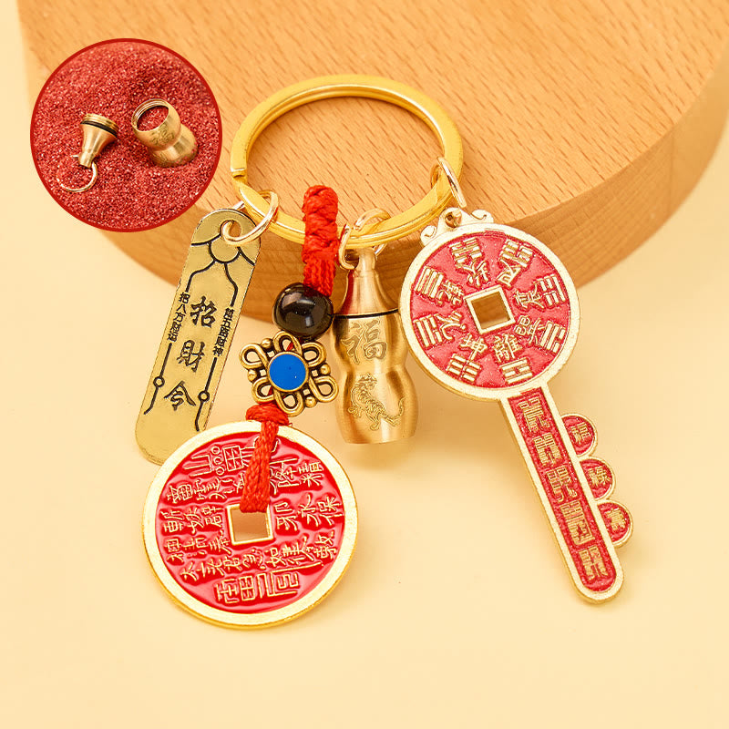 FuAttract Wealth Luck Protection Chinese Zodiac Cinnabar Calabash Keychain - Tiger - image 2