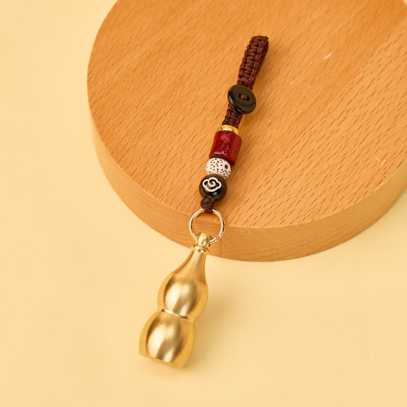 FuAttract Protection Fortune Grounded Energy Brass Cinnabar Calabash Keychain - Brass - image 0