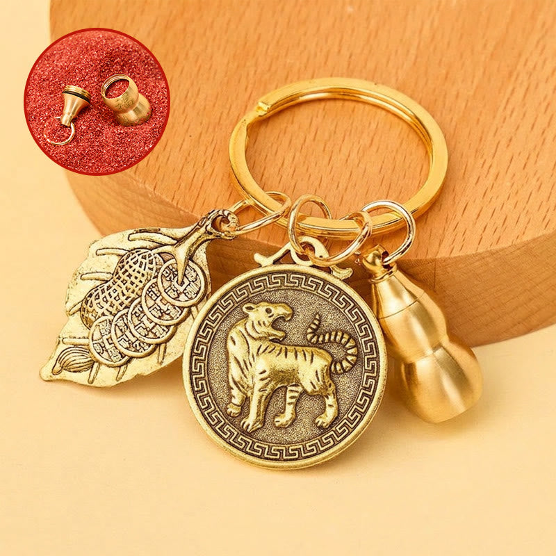 FuAttract Protection Vital Energy Chinese Zodiac Calabash Cinnabar Keychain - Tiger - image 2