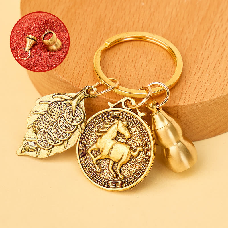 FuAttract Protection Vital Energy Chinese Zodiac Calabash Cinnabar Keychain - Horse - image 6