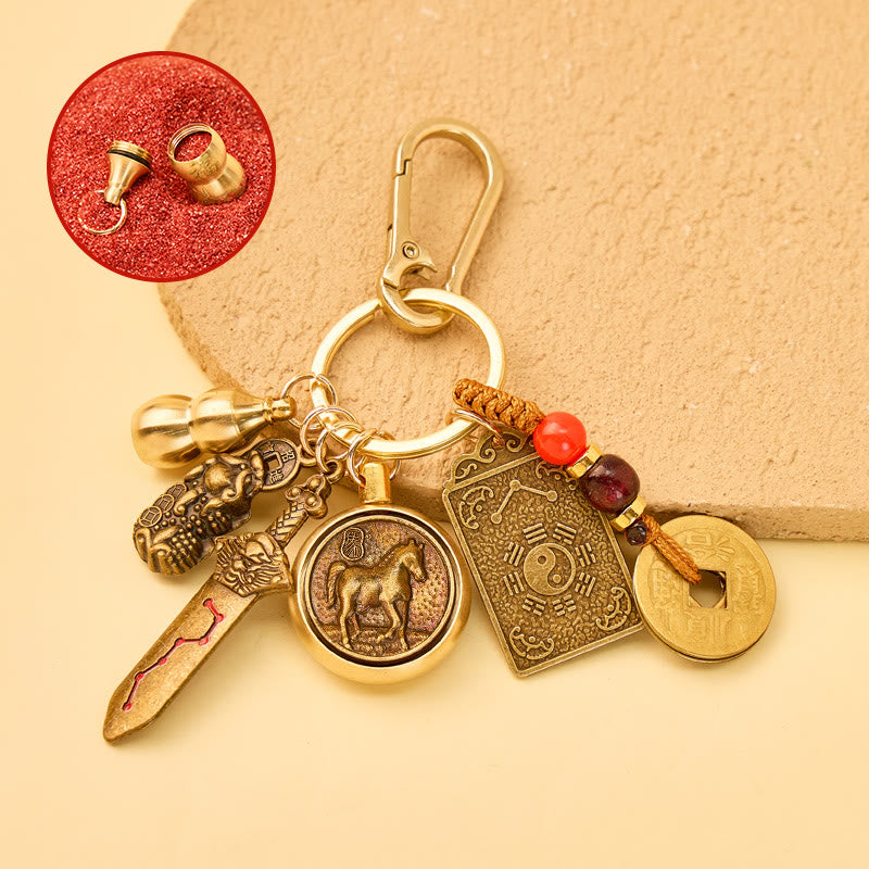 FuAttract Protection Wealth Pixiu Chinese Zodiac Guardian Calabash Cinnabar Keychain - Horse - image 6