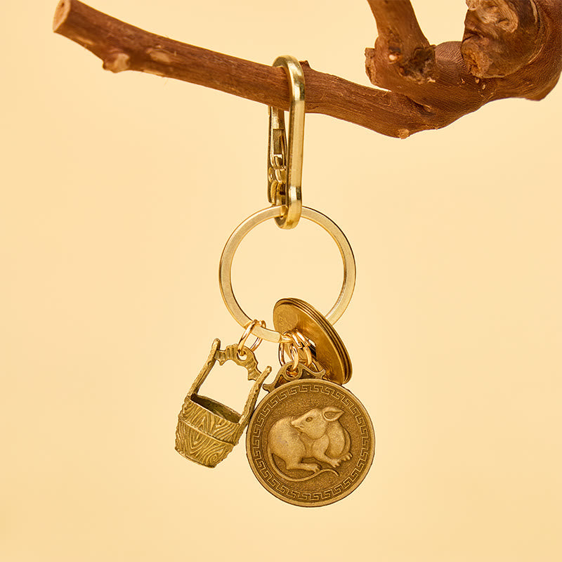 FuAttract Fortune Protection Energy Flow Chinese Zodiac Brass Keychain - image 12