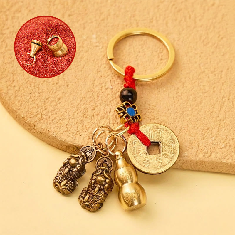 FuAttract Wealth Protection Pixiu Chinese Zodiac Brass Calabash Keychain - Dragon - image 4