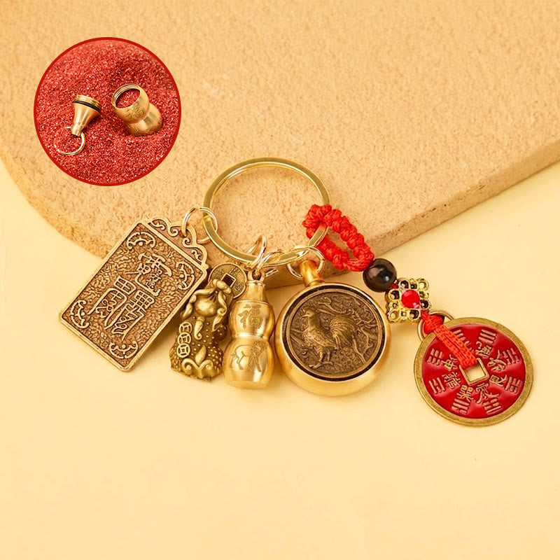 FuAttract Wealth Fortune Pixiu Chinese Zodiac Guardian Deity Calabash Cinnabar Keychain - Goat - image 7
