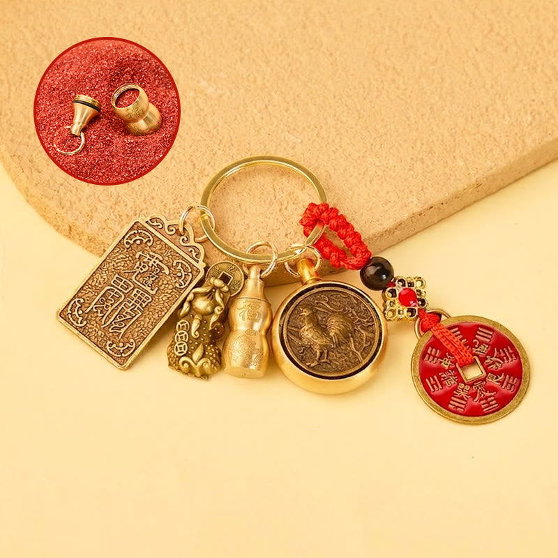 FuAttract Wealth Fortune Pixiu Chinese Zodiac Guardian Deity Calabash Cinnabar Keychain - Dragon - image 4