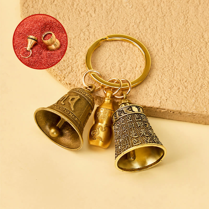 FuAttract Blessings Harmony Chinese Zodiac Calabash Om Mani Mantra Bell Keychain - Snake - image 5