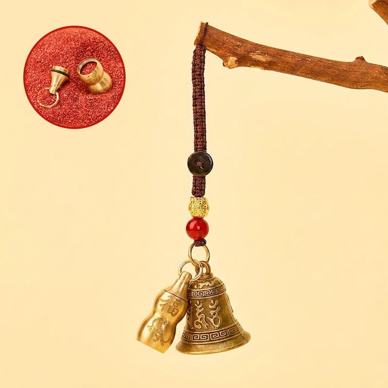 FuAttract Protection Chinese Zodiac Calabash Cinnabar Mantra Om Mani Mantra Bell Brass Keychain - Tiger - image 2