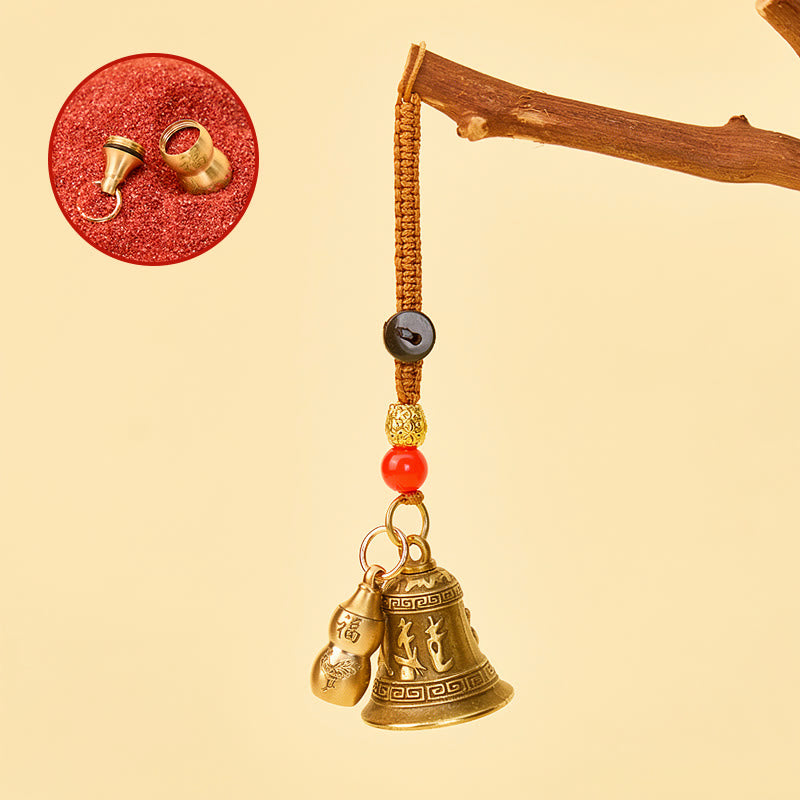 FuAttract Protection Chinese Zodiac Calabash Cinnabar Mantra Om Mani Mantra Bell Brass Keychain - Rooster - image 9