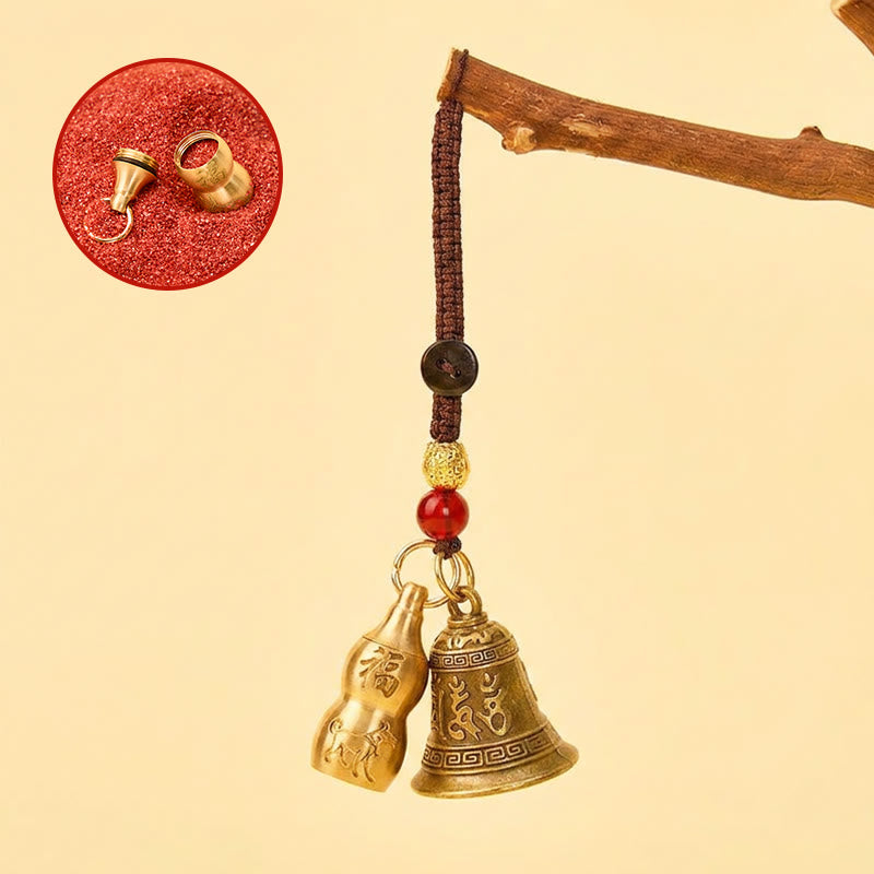 FuAttract Protection Chinese Zodiac Calabash Cinnabar Mantra Om Mani Mantra Bell Brass Keychain - Dog - image 10
