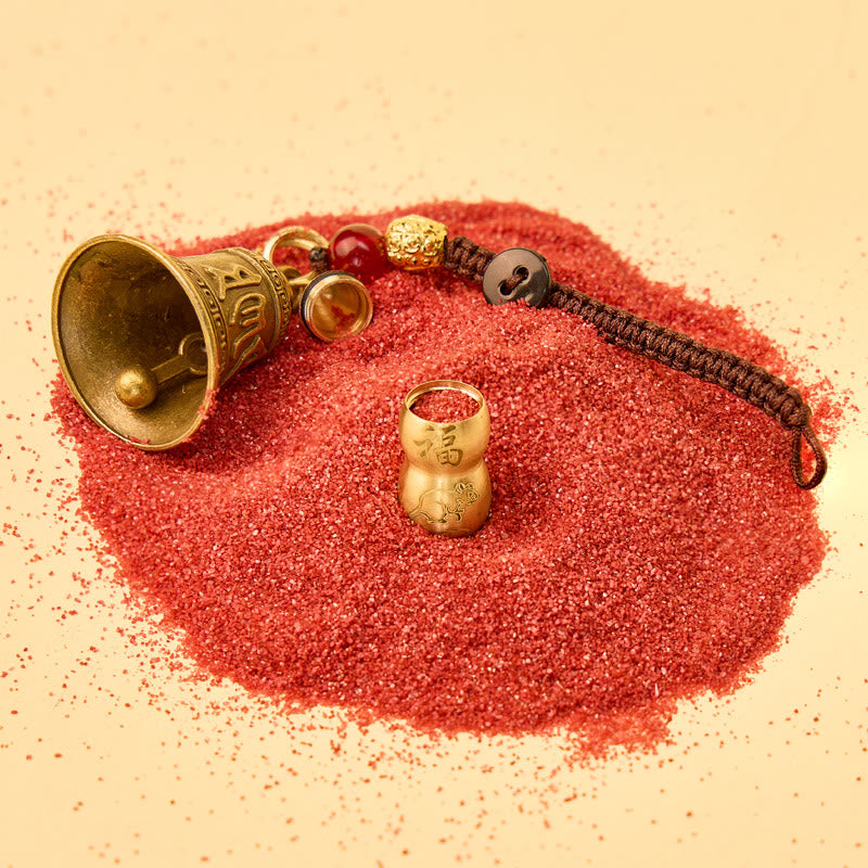 FuAttract Protection Chinese Zodiac Calabash Cinnabar Mantra Om Mani Mantra Bell Brass Keychain - image 14