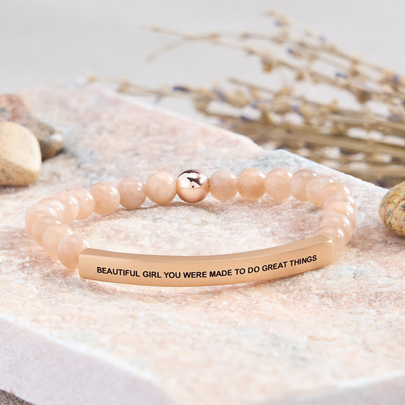 FuAttract Beautiful Girl You Were Made To Do Great Things Tube Bead Bracelet - Sunstone - Rose Gold - image 0