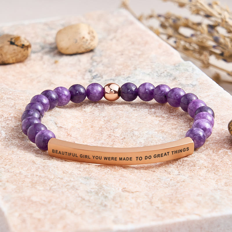 FuAttract Beautiful Girl You Were Made To Do Great Things Tube Bead Bracelet - Amethyst - Rose Gold - image 24