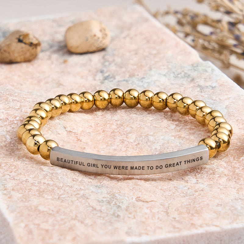 FuAttract Beautiful Girl You Were Made To Do Great Things Tube Bead Bracelet - Stainless Steel - Silver - image 29