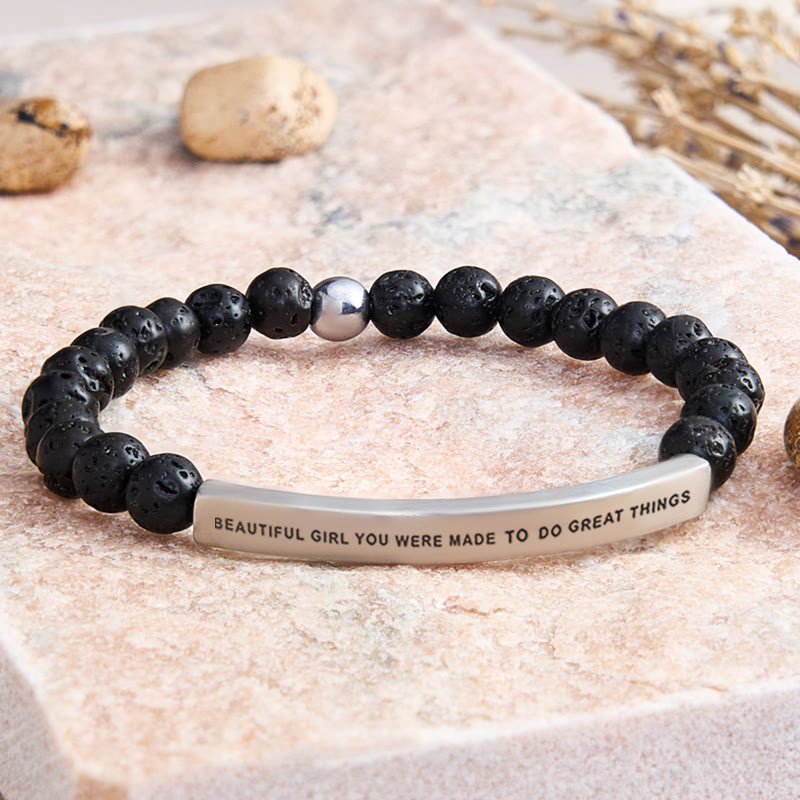 FuAttract Beautiful Girl You Were Made To Do Great Things Tube Bead Bracelet - Lava Rock - Silver - image 37
