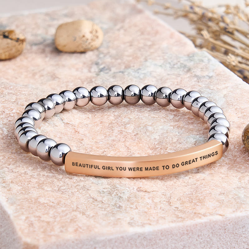FuAttract Beautiful Girl You Were Made To Do Great Things Tube Bead Bracelet - Hematite - Rose Gold - image 40