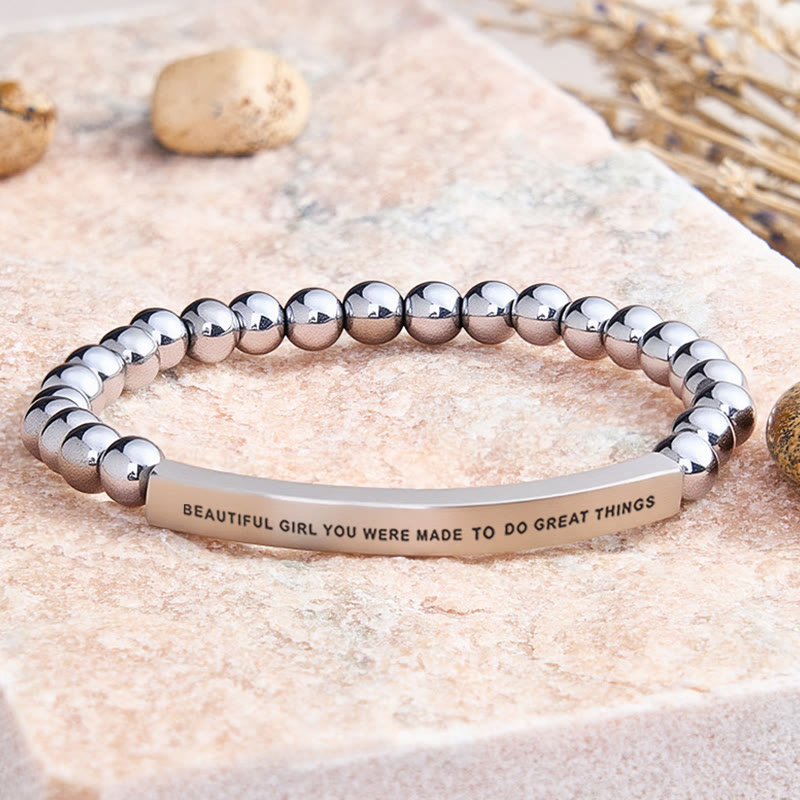 FuAttract Beautiful Girl You Were Made To Do Great Things Tube Bead Bracelet - Hematite - Silver - image 41
