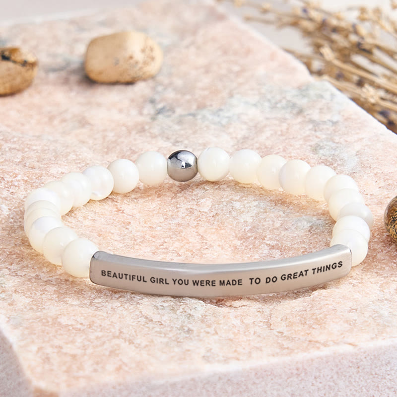 FuAttract Beautiful Girl You Were Made To Do Great Things Tube Bead Bracelet - Moonstone - Silver - image 51