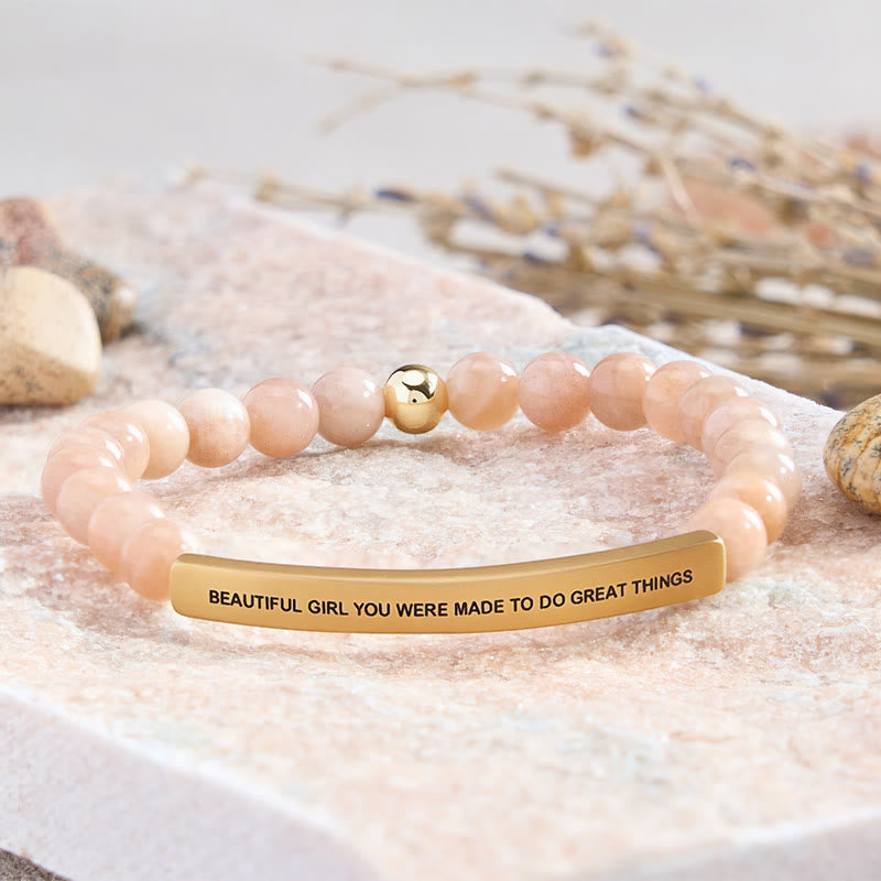 FuAttract Beautiful Girl You Were Made To Do Great Things Tube Bead Bracelet - Sunstone - Gold - image 6