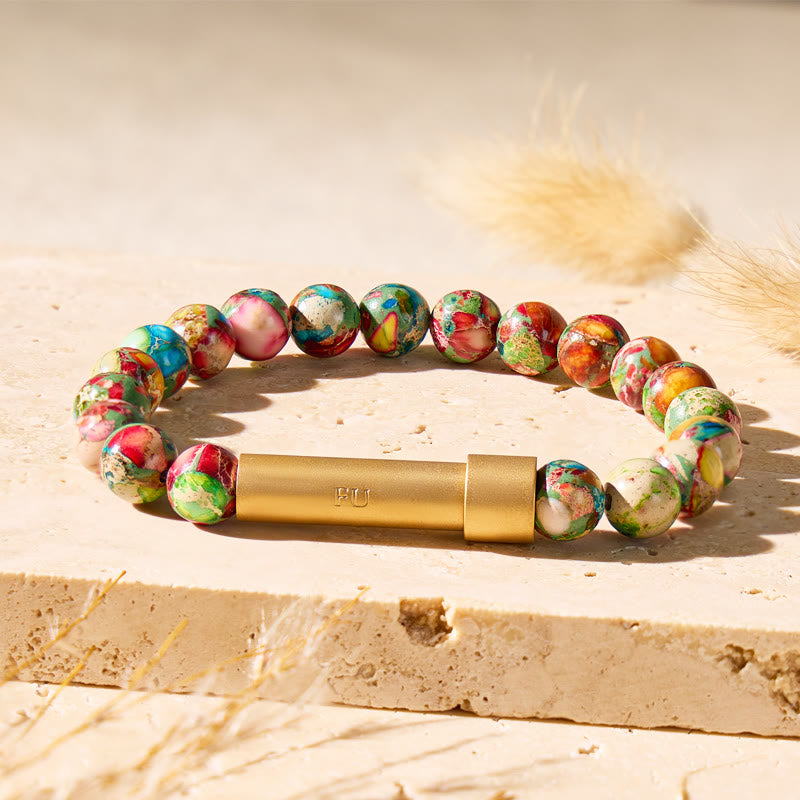 FuAttract Wishbeads Positive Flow – Colorful Imperial Jasper Intention Bracelet - image 2