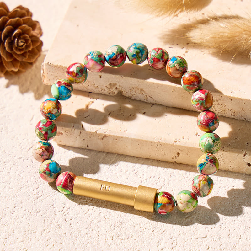 FuAttract Wishbeads Positive Flow – Colorful Imperial Jasper Intention Bracelet - image 3