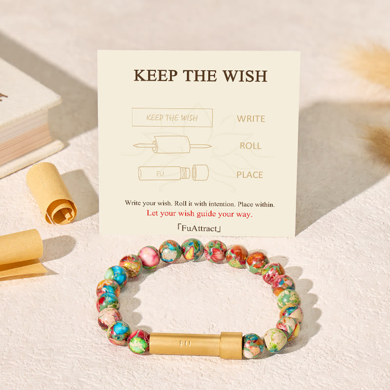 FuAttract Wishbeads Positive Flow – Colorful Imperial Jasper Intention Bracelet - image 1