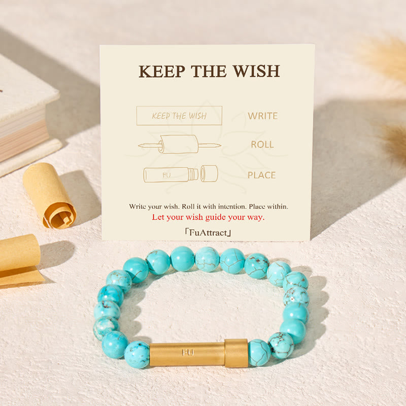 FuAttract Wishbeads Protection & Positive Energy – Turquoise Intention Bracelet - image 1