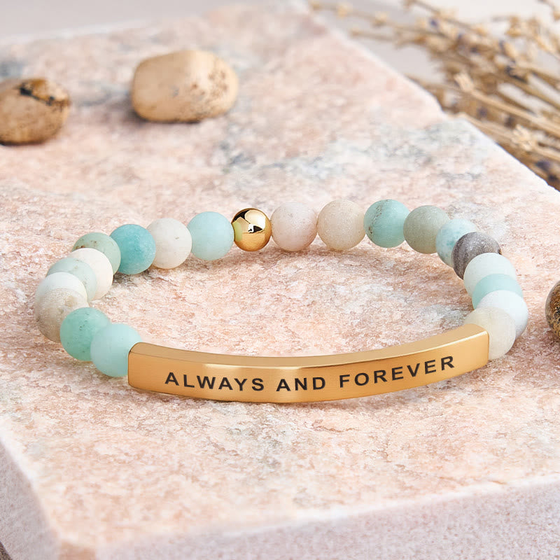 FuAttract Always And Forever Tube Bead Bracelet - Matt Amazonite - Gold - image 15