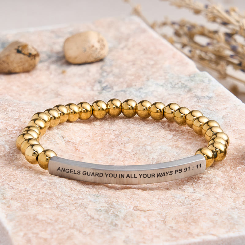 FuAttract Angels Guard You In All Your Ways Psalm 91:11 Tube Bead Bracelet - Stainless Steel - Silver - image 26