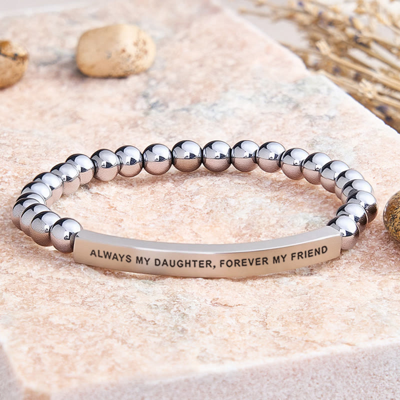 FuAttract Always My Daughter Forever My Friend Tube Bead Bracelet - Hematite - Silver - image 37