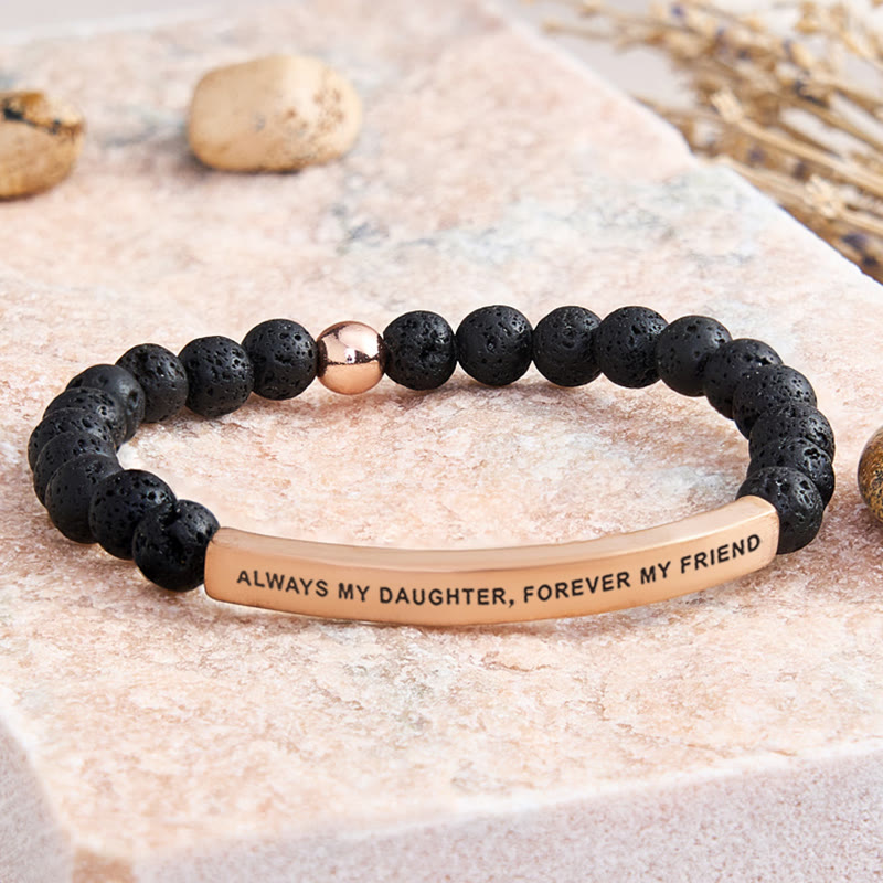 FuAttract Always My Daughter Forever My Friend Tube Bead Bracelet - Lava Rock - Rose Gold - image 32