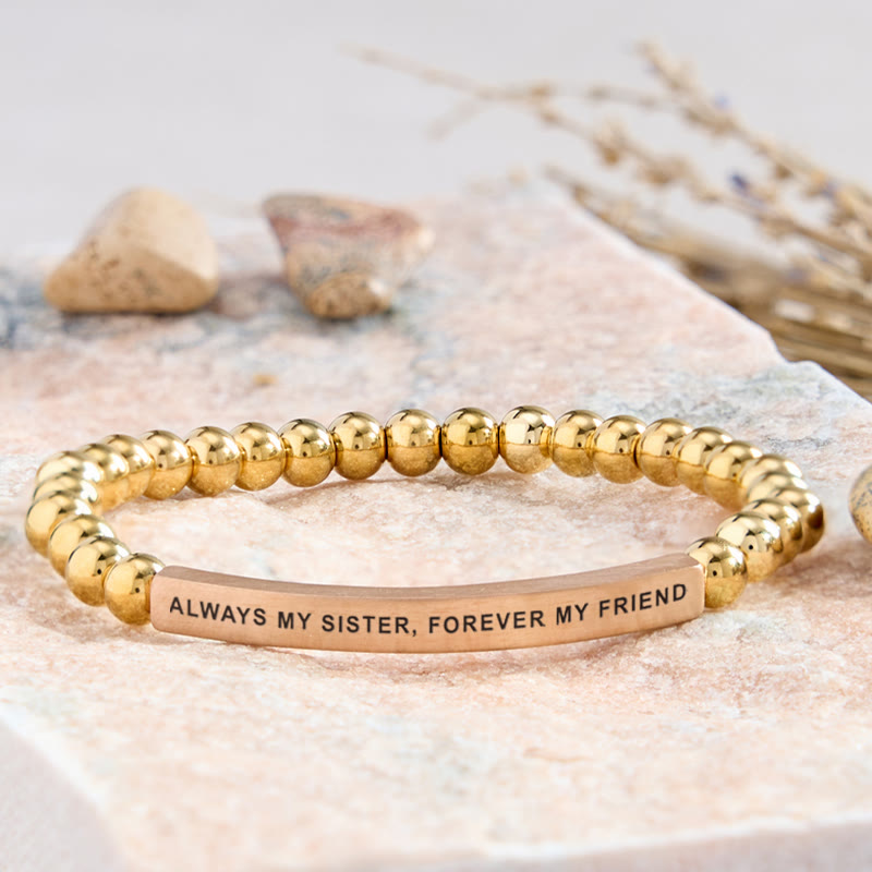 FuAttract Always My Sister Forever My Friend Tube Bead Bracelet - Stainless Steel - Rose Gold - image 24