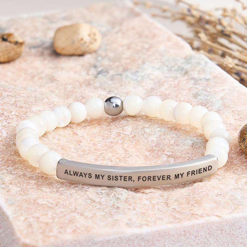 FuAttract Always My Sister Forever My Friend Tube Bead Bracelet - Moonstone - Silver - image 47