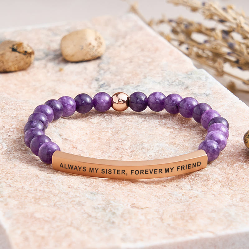 FuAttract Always My Sister Forever My Friend Tube Bead Bracelet - Amethyst - Rose Gold - image 20