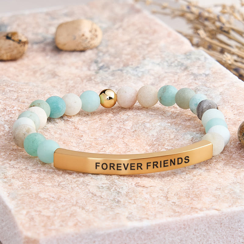 FuAttract Forever Friends Tube Bead Bracelet - Matt Amazonite - Gold - image 14