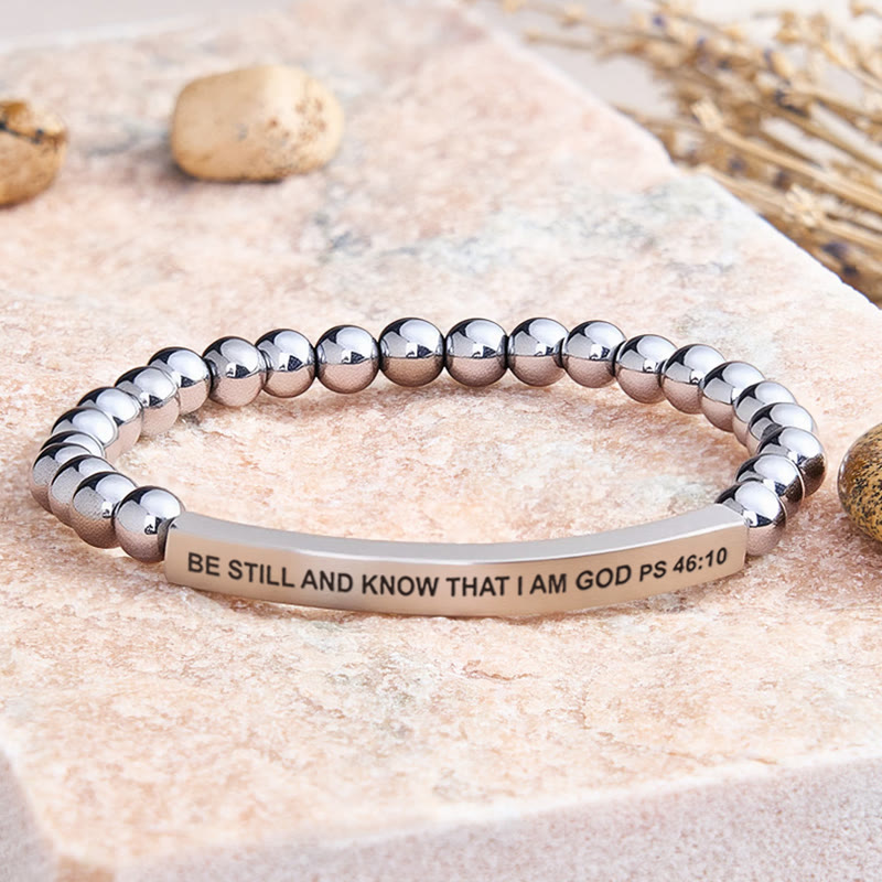 FuAttract Be Still And Know That I Am God Psalm 46:10 Tube Bead Bracelet - Hematite - Silver - image 37