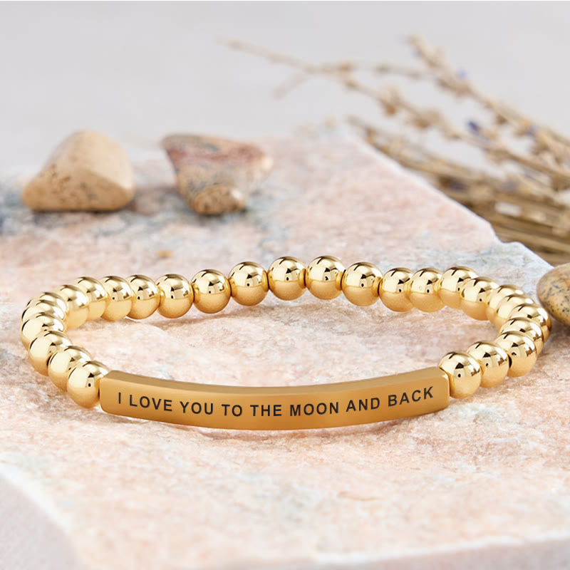 FuAttract I Love You To The Moon And Back Tube Bead Bracelet - Stainless Steel - Gold - image 30