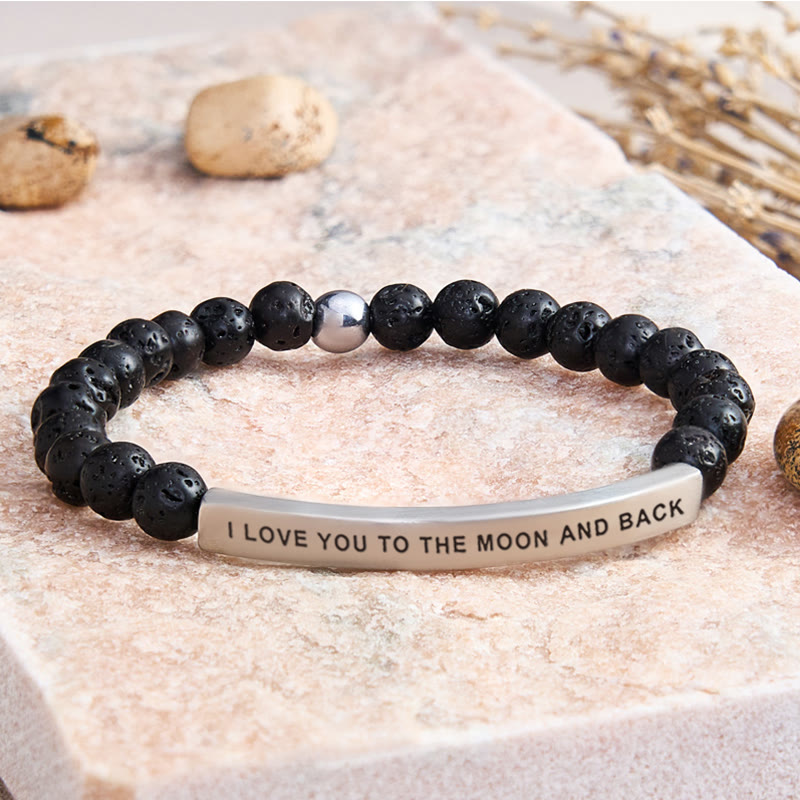 FuAttract I Love You To The Moon And Back Tube Bead Bracelet - Lava Rock - Silver - image 37