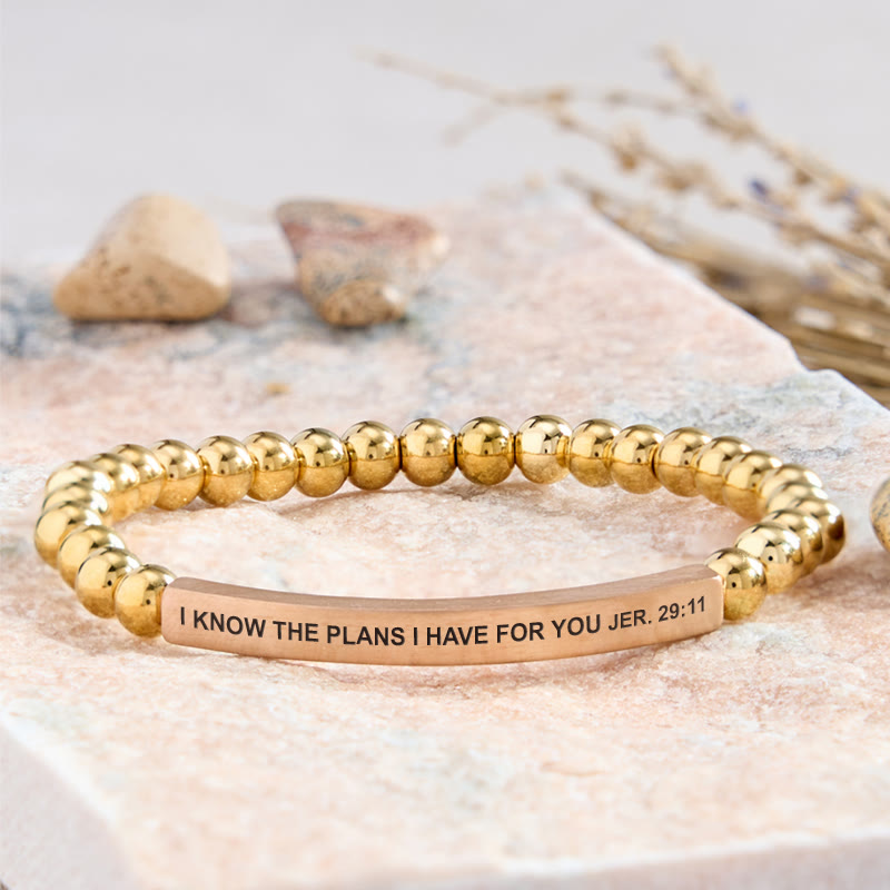 FuAttract I Know The Plans I Have For You Jer. 29:11 Tube Bead Bracelet - Stainless Steel - Rose Gold - image 28