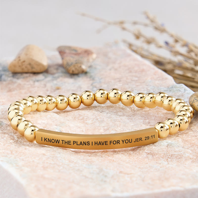 FuAttract I Know The Plans I Have For You Jer. 29:11 Tube Bead Bracelet - Stainless Steel - Gold - image 30