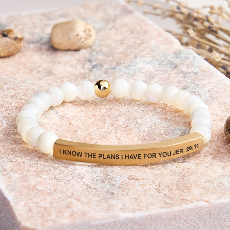 FuAttract I Know The Plans I Have For You Jer. 29:11 Tube Bead Bracelet - Moonstone - Gold - image 48