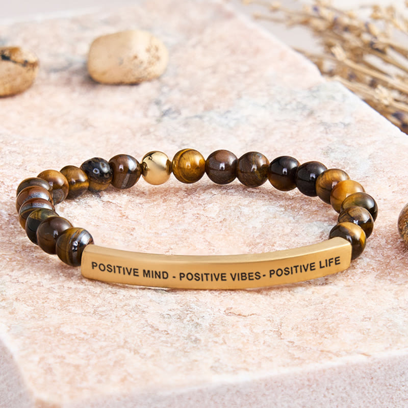 FuAttract Positive Mind - Positive Vibes - Positive Life Tube Bead Bracelet - Tiger's Eye - Gold - image 42