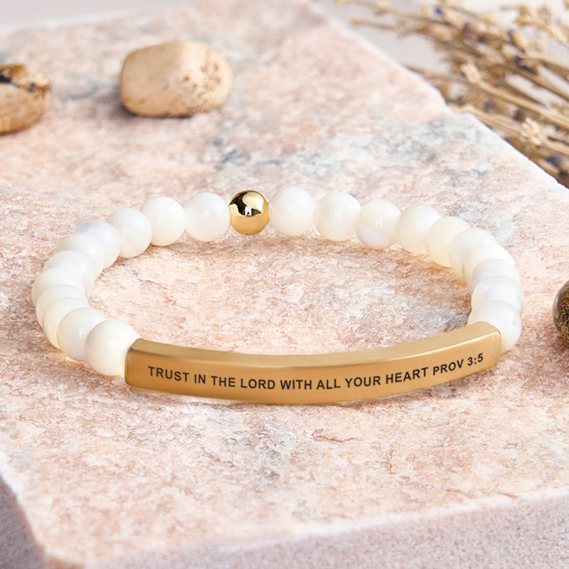 FuAttract Trust In The Lord With All Your Heart Prov 3:5 Tube Bead Bracelet - Moonstone - Gold - image 48