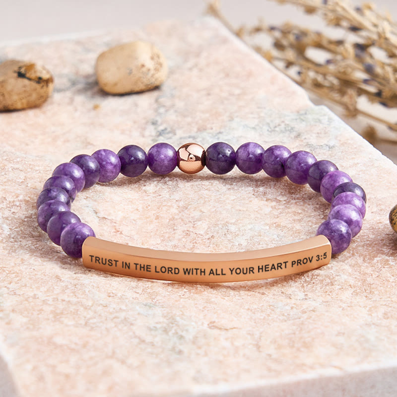 FuAttract Trust In The Lord With All Your Heart Prov 3:5 Tube Bead Bracelet - Amethyst - Rose Gold - image 24