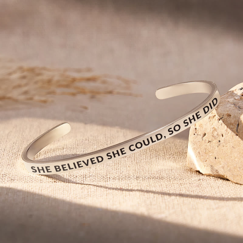 FuAttract She Believed She Could, So She Did Stainless Steel Engraved Bracelet - image 2